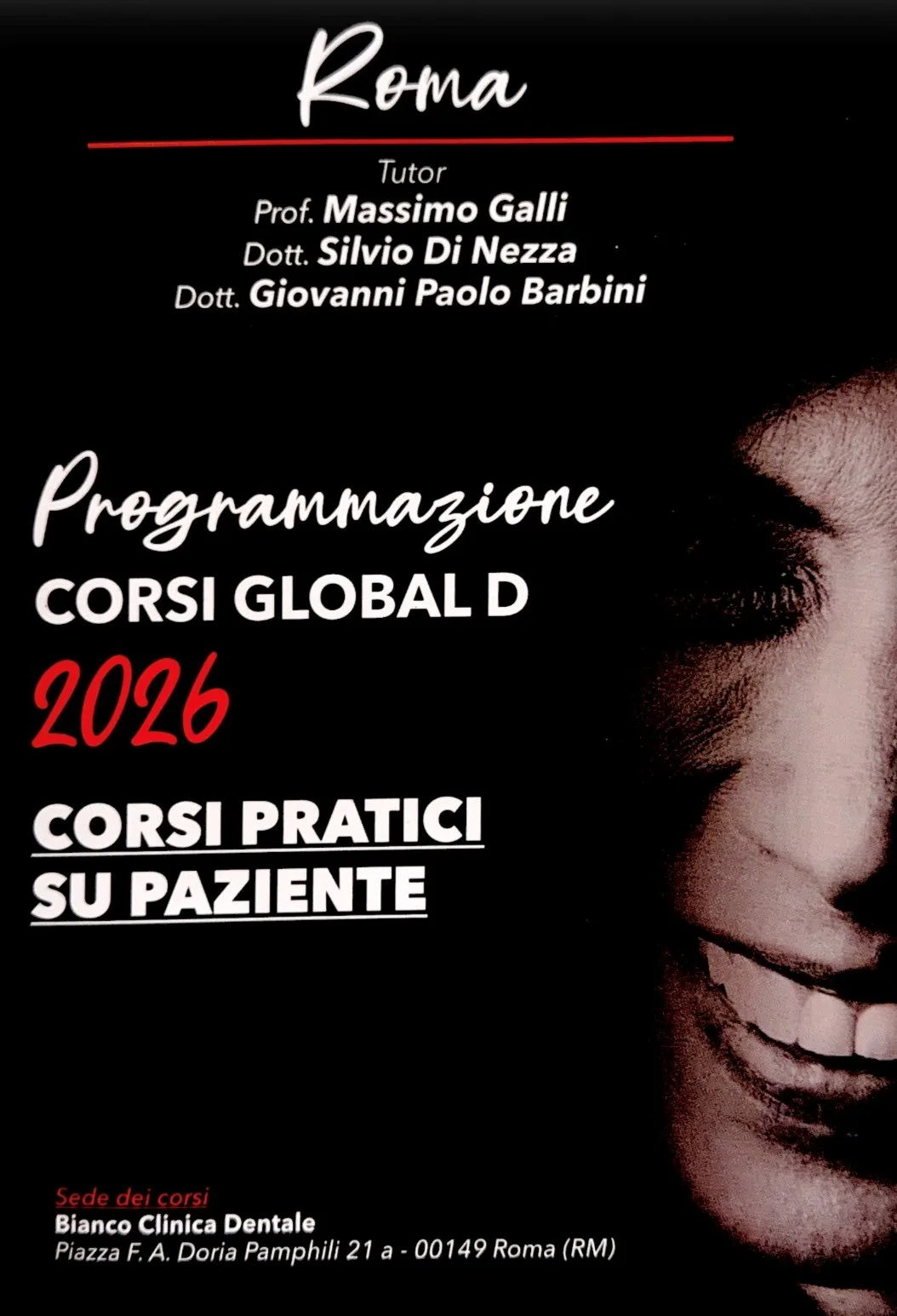 Locandina Corsi Global D 2026 — Roma, corsi pratici su paziente con Magnetic Mallet