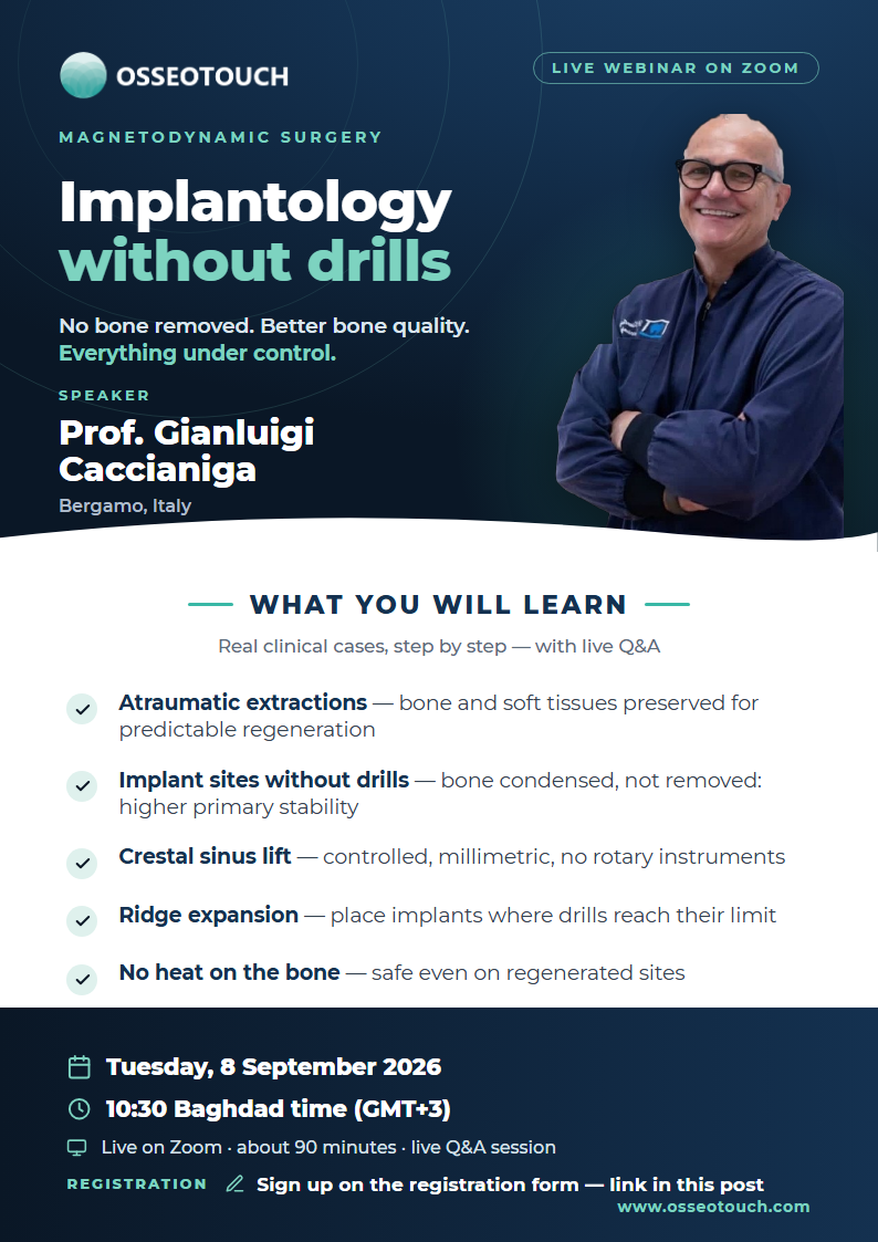 What you will learn in the Implantology without drills webinar with Prof. Gianluigi Caccianiga